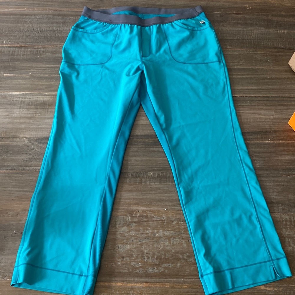 Infinity Cherokee scrub pants, Caribbean blue color, size large petite.
